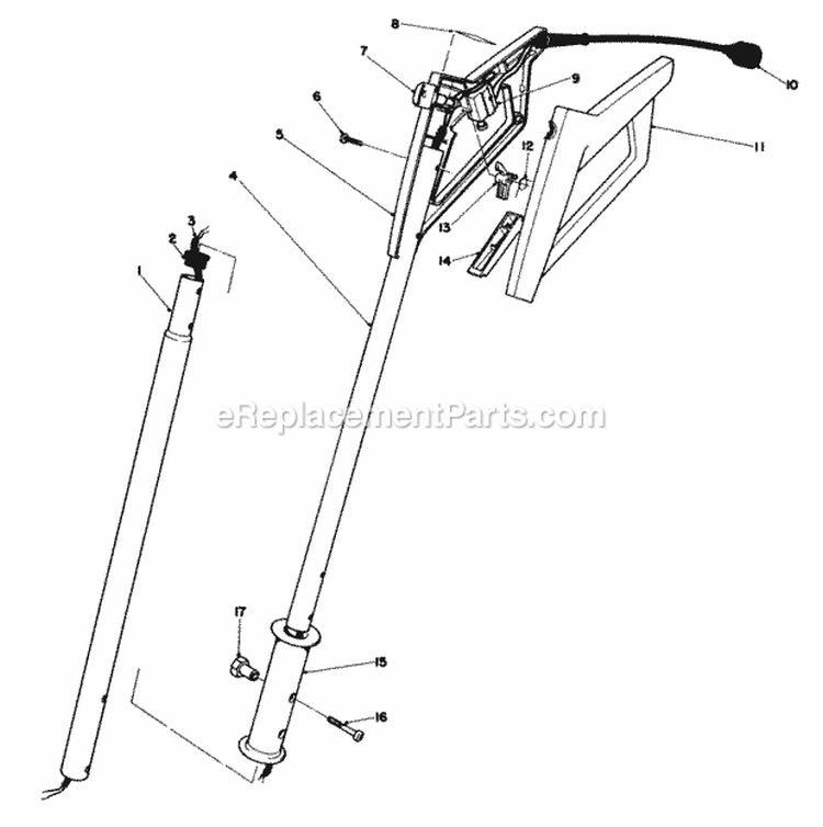 Handle Assembly Diagram and Parts List for 38310 1000001-1050100 - 1981 Lawn Boy Snow Blower